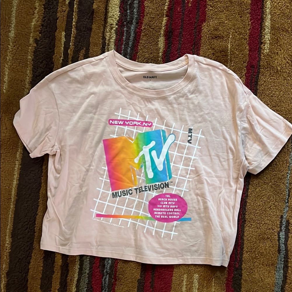 Old Navy Pink Crop Top with Retro Graphic